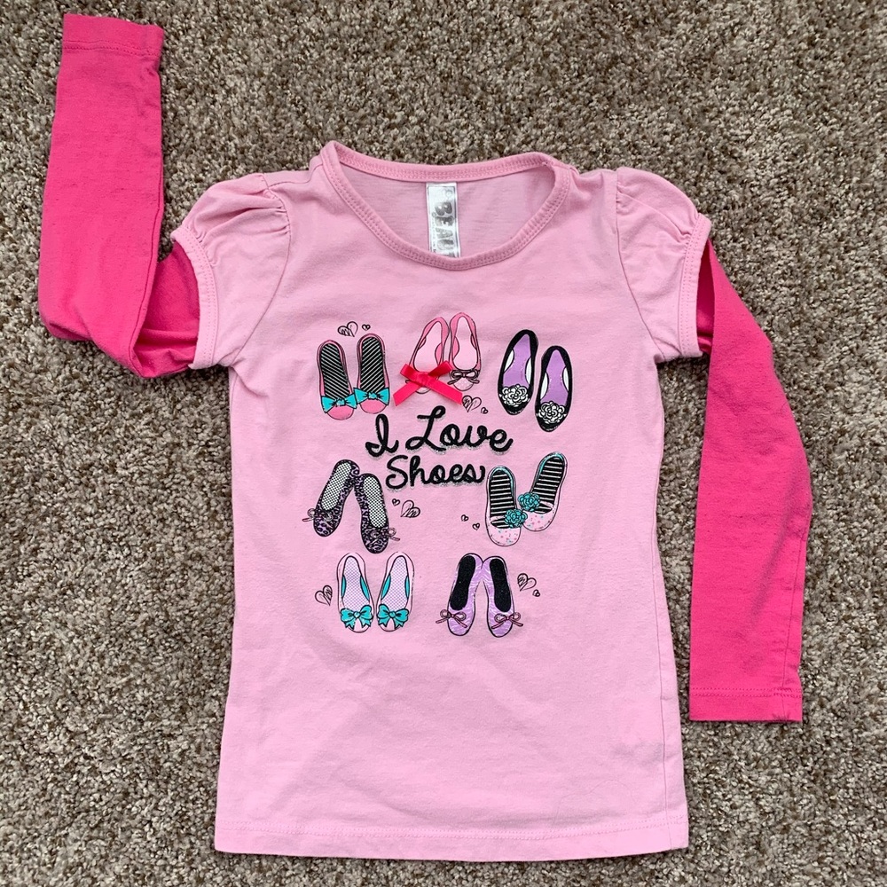 Beauties Pink Long Sleeve Shirt with Shoe Print Design